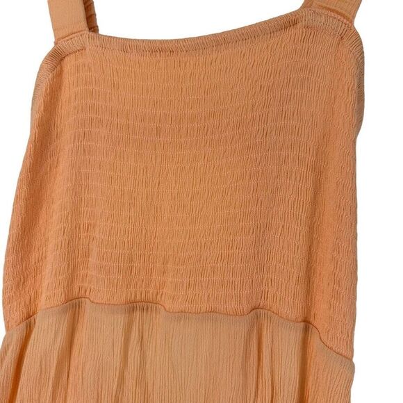 Jolie & Joy Dress Orange Smocked Midi Length Tiered Ladder Back Boho M Sundress - Picture 5 of 7